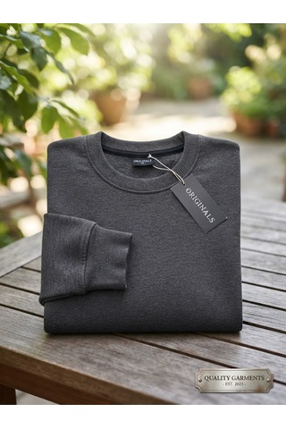 Km Collections Erkek Kışlık Sweatshirt 3 İplik Antrasit