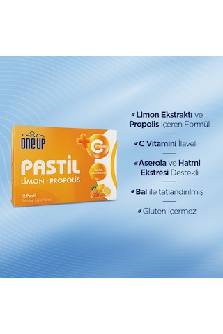 One Up Pastil Propolis + Limon 12 Pastil 3 Adet Ballı
