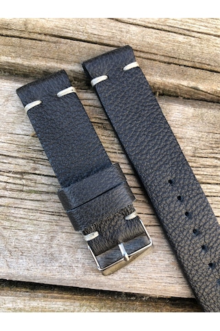 22 Mm Siyah El Yapımı Deri Kordon