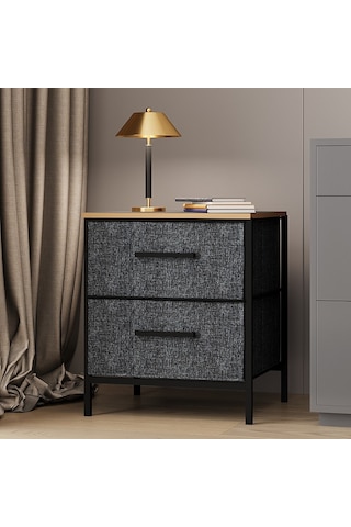 2 Çekmeceli Çok Amaçlı Dolap Komodin Sehpa Füme 1587