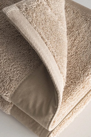 Ecocotton Pure Cotton Bej Bez Bordürlü %100 Organik Pamuk 2'li El Havlusu Seti - 30 50 Cm Bej