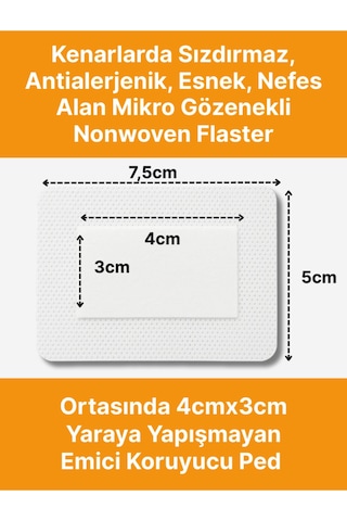 Steril Yara Pedi, Nonwowen 5cmx7,5cm Pansuman Yara Örtüsü, Steril Tekli Paketlerde 25li Kutuda