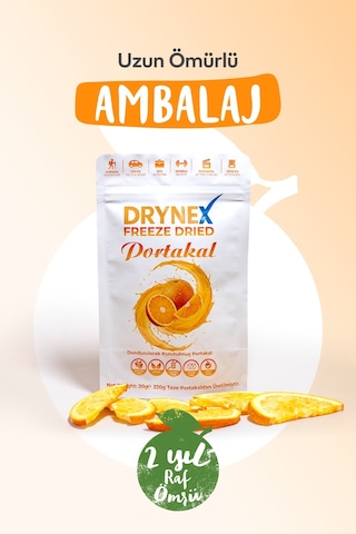 Drynex Freeze Dried Portakal Dondurularak Kurutulmuş Çıtır Atıştırmalık Meyve Cipsi Şekersiz Vegan 20 G