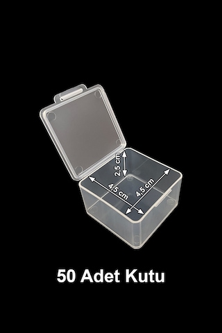 Plastik Şeffaf Küçük Kutu 4.5 x 4.5 x 2.5 CM 50 Adet
