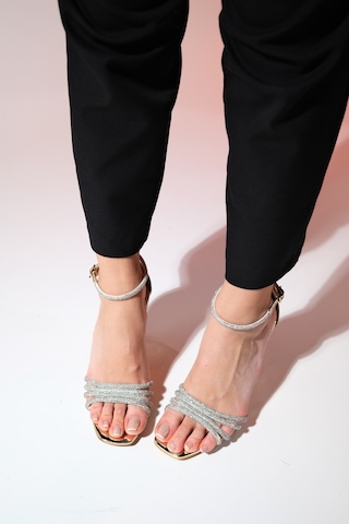 Luvishoes Monica Altın Taşlı Kadın İnce Topuklu Abiye Ayakkabı