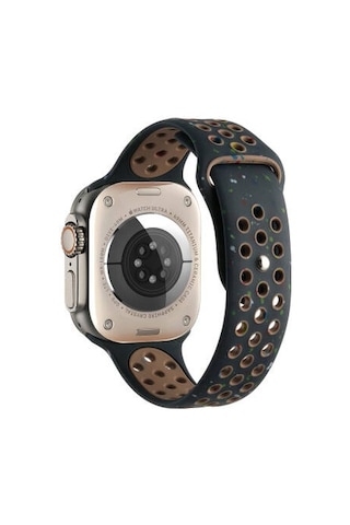 Apple Watch Uyumlu 7 45mm Kordon Yeni Seri 2023 Krd-02 Silikon Strap Kayış - Siyah