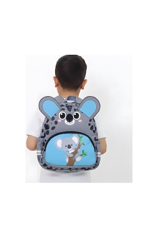 Kız/erkek Çocuk Anaokulu Sırt Çantası Sevimli Koala Figürlü Gri Mavi Desenli