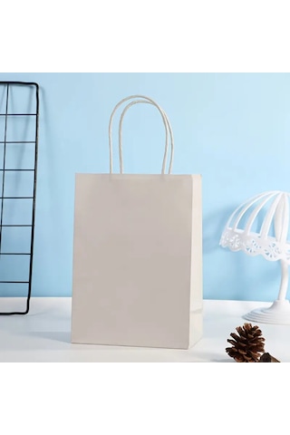 Büküm Saplı Mini Kağıt Çanta Seti-12li, Parti, Doğum Günü, Hediye Çantaları, 11x15x6 Cm, Gri Renk