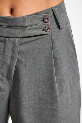 it's basic Kadın Gri S6 Baggy Fit Maxi Boy Bermuda Şort Gri Melanj