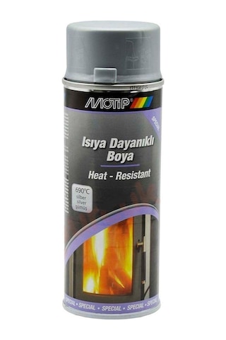 Motip Gümüş Gri 690 Derece Isıya Dayanıklı Yanmaz Sprey Boya 400 Ml