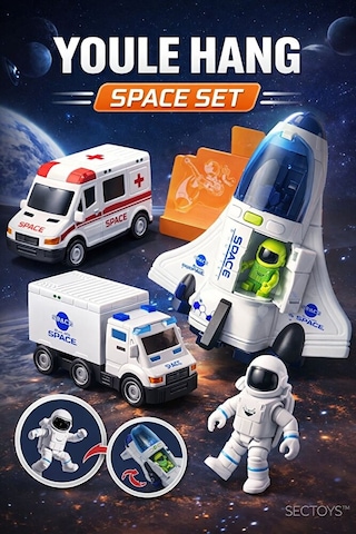 Uzay İstasyon Oyuncağı Set Oyuncak Roket Uzay Mekiği Uzay Aracı Ay Taşıtı Astronot Ambulans