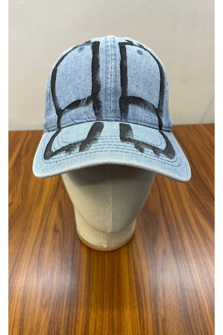 Denim Jean Kot Kumaş Vintage Yıkamalı Unisex Cap Şapka Mavi - Açık Mavi