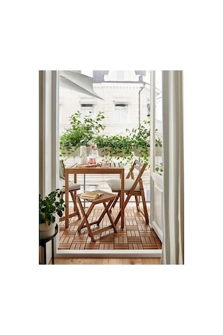 Ikea Nämmarö Balkon Masası, Açık Kahverengi, 75x63 Cm