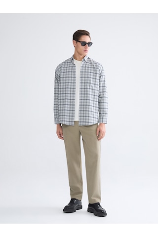 Lcwaıkıkı Classic Gri Regular Fit Uzun Kollu Ekose Gabardin Erkek Gömlek
