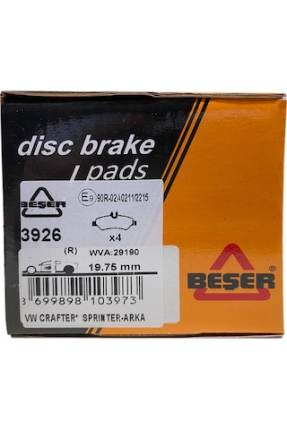 Beşer 3926 Arka Fren Balatası Crafter-Sprinter 06--
