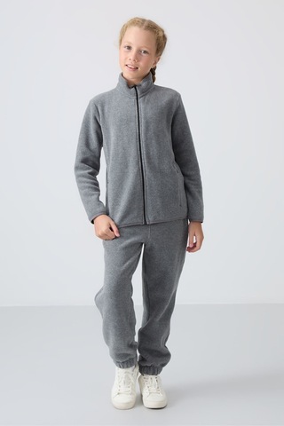 Standart Fit 2li Paket Siyah-gri Melanj Kız Çocuk Polar Sweatshirt - 75154 Siyah - Gri