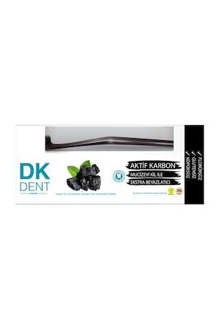 Dermokil DK Dent Aktif Karbon & Kil Beyazlatıcı Diş Macunu 75 ML + Diş Fırçası x 2