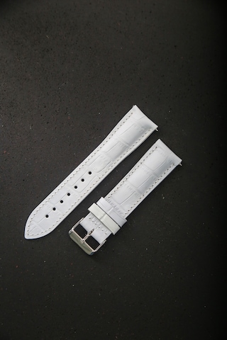 Hakiki Deri 22mm Akıllı Pimli Saat Kordonu Beyaz