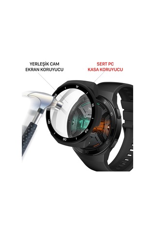 Huawei Watch Gt 2E Ekran Koruyucu Cam + Sert Pc Kasa Koruyucu