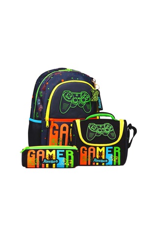 Gamer Desenli Erkek Çocuk 3'lü Okul Çanta Seti
