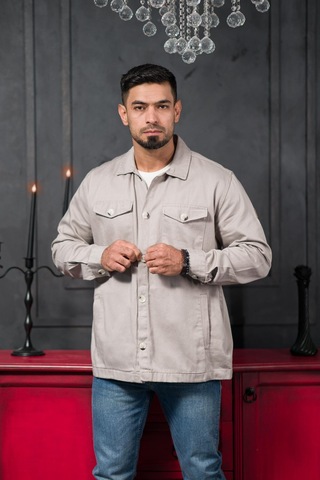 Advante Rahat Kalıp Kapak Ve Yan Cepli Astarsız Kanvas Baharlık Gömlek Taş