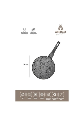 Funny Emoji Pankek Krep Tavası 26 Cm Siyah