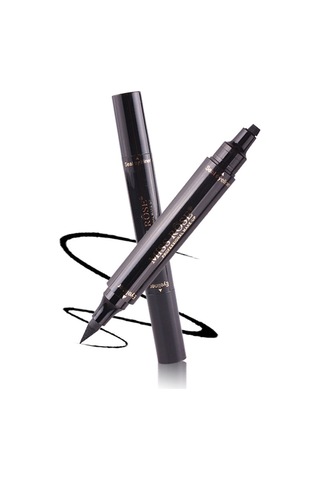 Sones 2'si 1 Arada Siyah Su Geçirmez Çift Başlı Hızlı Kuruyan Eyeliner Mühür Damga Kalemi