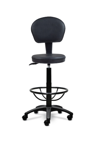 Ofiscombin Ofis Büro Döner Tekerlekli Amortisörlü Arkalıklı Sırtlı Yüksek Bar Taburesi Siyah 000008825