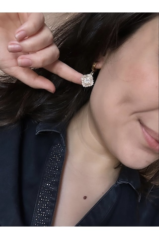 Baget Taşlı Swarovski Taşlı Şık Parlak Çelik Küpe Çok Renkli