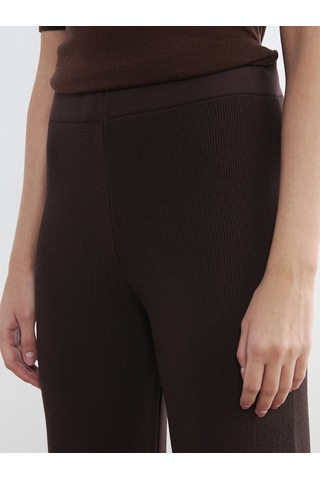 Lcwaıkıkı Classic Kahverengi Beli Lastikli Geniş Paça Kadın Triko Pantolon