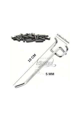 Delikli Pano Kancası Koruma Kauçuklu 10 Cm Ekstra Güçlü Raf Askısı 2.5 Cm Dip 55 Adet Krom