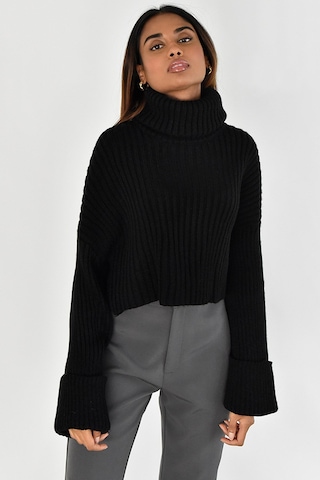 Madmext Mad Girls Siyah Boğazlı Kazak Mg1402 Siyah