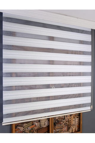 Sim Detaylı Zebra Stor Perde Su Yeşili