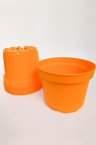 19 Cm Büyük Boy Saksı 2 Adet Turuncu Tekpar Dekoratif Plastik