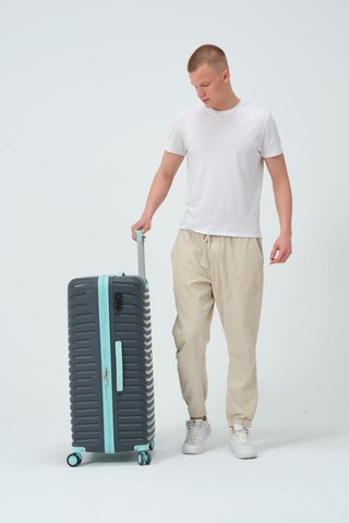 Keo-plus Gri-turkuaz Büyük Boy Silikon Kırılmaz Pp Valiz Gri - Turkuaz