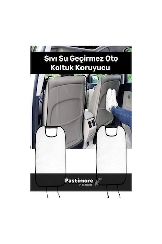 Premium 2 Adet Pvc Araç Kir Leke Örtüsü Koltuk Arkası Koruyucu Oto Çocuk Şeffaf Kılıfı - 2 Adet
