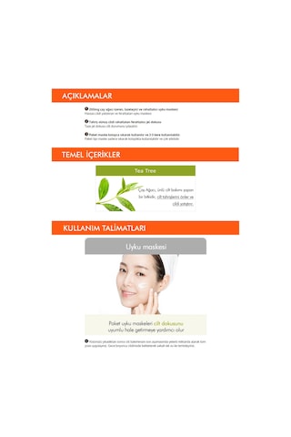 Missha Pure Source Pocket Pack Tea Tree Sivilceli Ciltler için Çay Ağacı Yağı İçeren Uyku Maskesi 10 ML