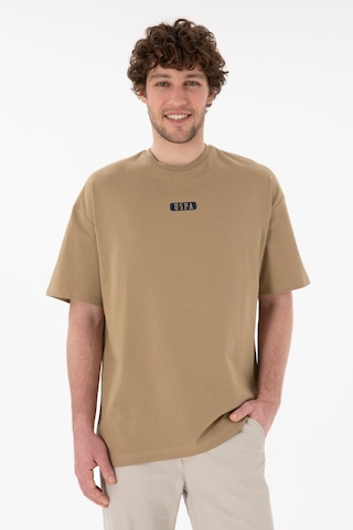 U.S. Polo Assn. Erkek Oversize Fit Bisiklet Yaka Haki Tişört 50305923-VR027