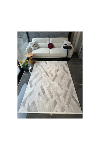 Merinos Vista Beyaz Gri Renk %100 Akrilik Yumuşak Dokulu Salon Oturma Odası Halısı 76586-97