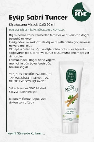 Eyüp Sabri Tuncer Misvak Özlü Diş Macunu 3 x 90 ML + Rosie Pamuk