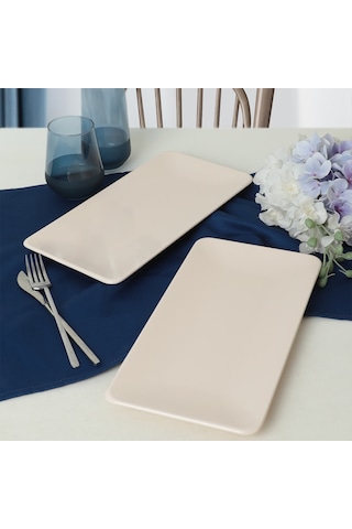 Keramika Krem Siera Kayık Tabak 33 Cm 2 Adet 030