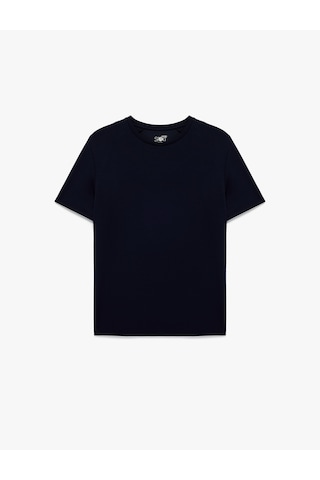 Koton Regular Fit Kısa Kollu Viskon Karışımlı Bisiklet Yaka Basic Spor Tişört Lacivert 6sam10041nk