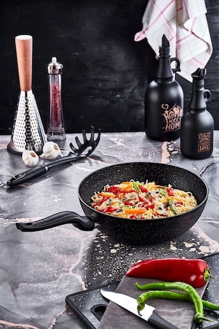 Olika Siyah Inci Granit 28 Cm Wok Tava Tek