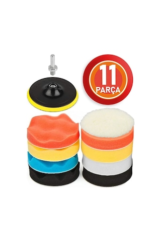 Merttools Pasta Cila Polisaj Süngeri Seti 115mm Matkap Uyumlu Pasta Cila Parlatma Pedi Seti 11 Parça