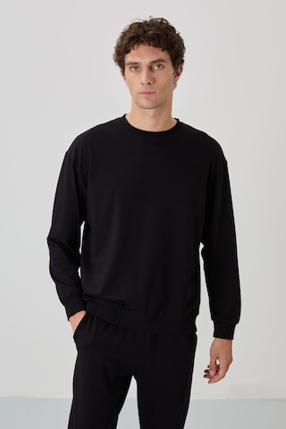 Tommy Life 85120 Casual O Yaka Lastik Paça Pamuklu Oversize Erkek Eşofman Takımı - Siyah