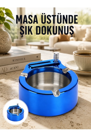 Masa Üstü Çakmaklı Küllük Paslanmaz Metal Gövde Yeni Nesil - Lisinya