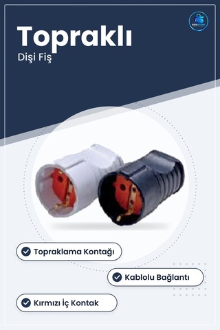 Topraklı Dişi Fiş Kablolu Elektrik Bağlantı Elemanı Topraklama De
