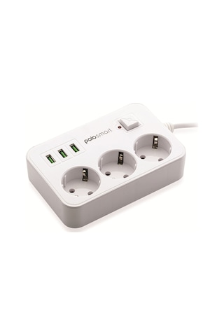Polosmart MP08 3'lü Beyaz Akım Korumalı Priz