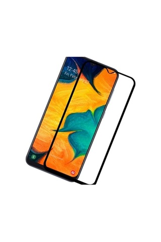 AnındaGelir Samsung Galaxy Uyumlu A30 Siyah 5D Tam Kaplayan Ekran Koruyucu Cam