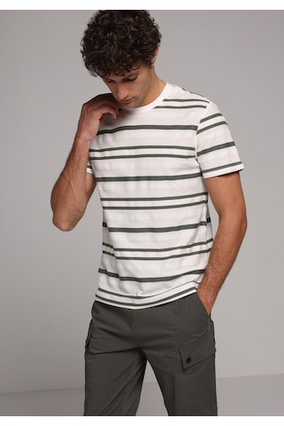 Colin's Colins Regular Fit Yuvarlak Yaka Çizgili Erkek Beyaz Kısa Kol Tişört Cl1079440 Q1.v2 Wht